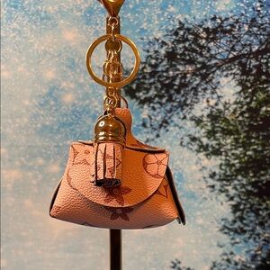 Chic Pink and Gold Bag Charm/ Key Holder Designer Vibe! New